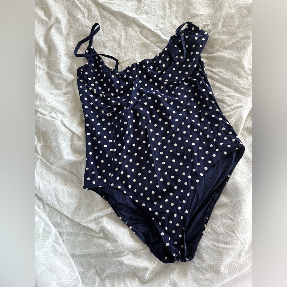 Tory Burch Navy Polka Dot One-Piece Swimsuit